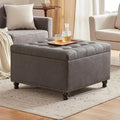 Tbfit Large Square Storage Ottoman Bench, Tufted Upholstered Coffee Table by TBfit