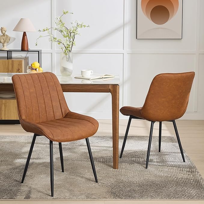 Dining Chairs Set of 2, Upholstered PU Leather Kitchen & Dining Chairs - Image 4