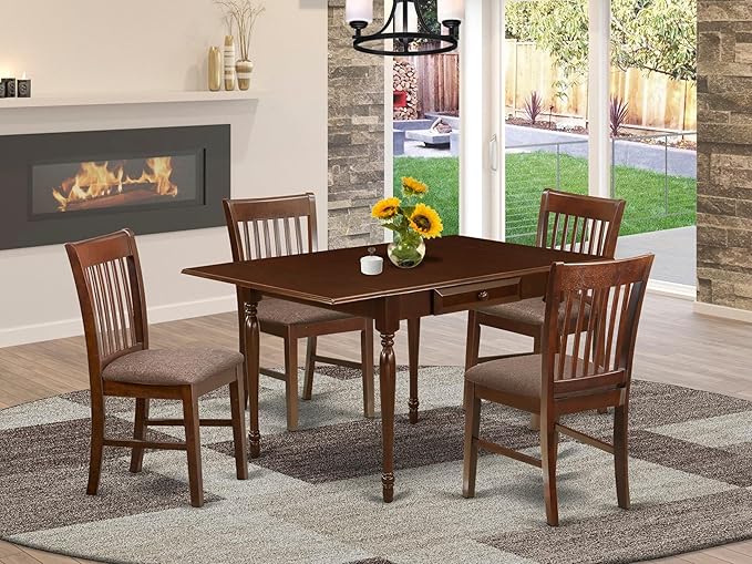 East West Furniture MZNO5-MAH-C 5 Piece Modern Dining Table Set Includes a - Image 2
