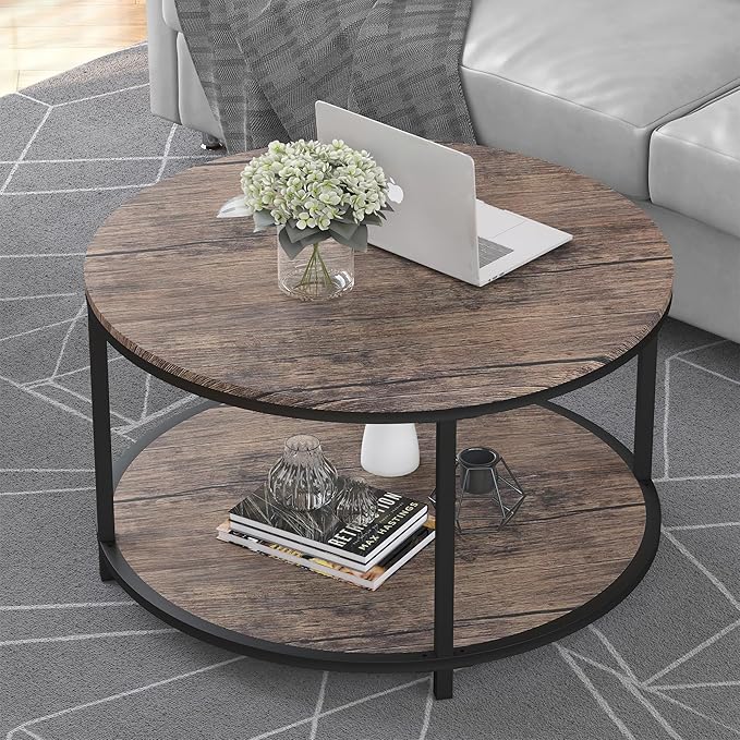 NSdirect Round Coffee Table, 27.5" Small Coffee Table - Image 4