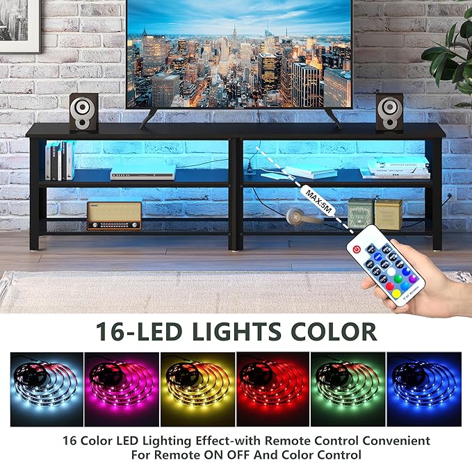 Clikuutory Modern Black 63 inch Metal TV Stand - Image 4