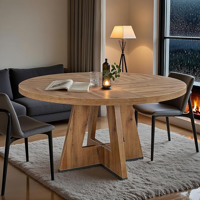 47" Round Dining Table for 4-6, Modern Dinner Table Farmhouse Round Small - Image 8