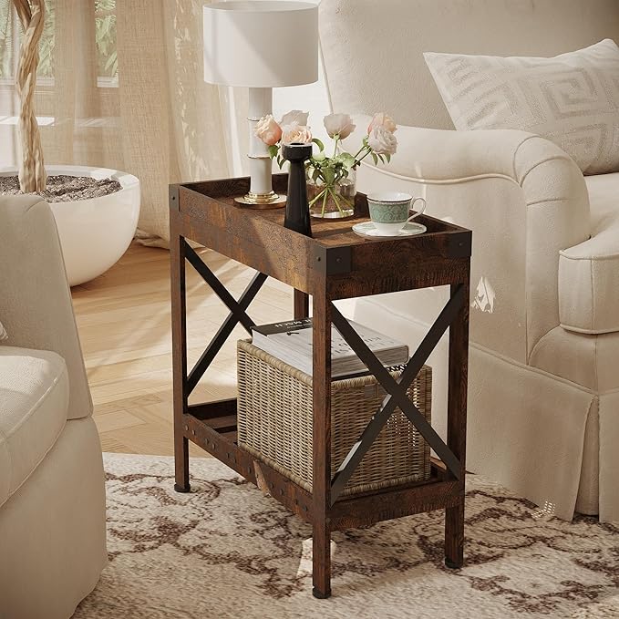Narrow Side Table, Slim End Table, Sofa Side Table, End Table Nightstand - Image 4