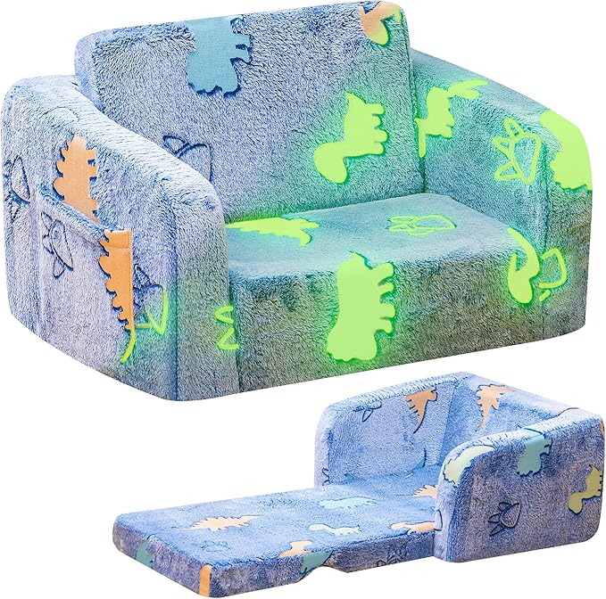 Lamerge 2-in-1 Soft Toddler Couch Fold Out, Foldable Toddler Chair, Glow in The by LAMERGE-GROWWITHLOVE