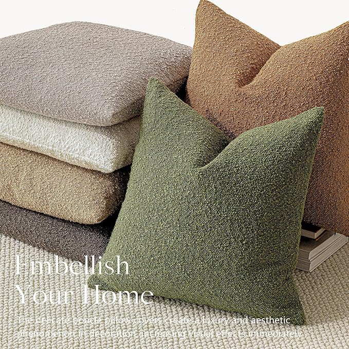 Foindtower Pack of 2, Decorative Textured Boucle Throw Pillow Covers Accent - Image 5