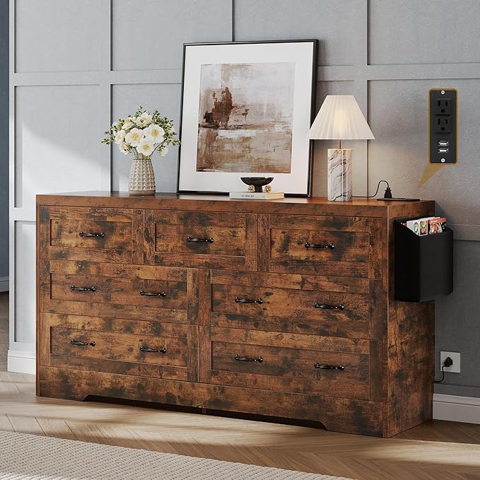 YITAHOME Rustic Brown Drawers TV Stand - Image 3