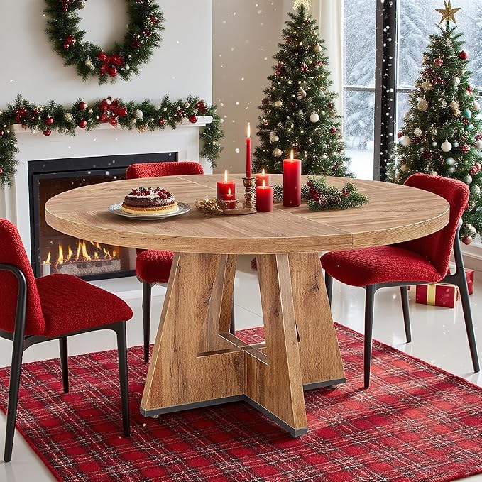 47" Round Dining Table for 4-6, Modern Dinner Table Farmhouse Round Small - Image 6