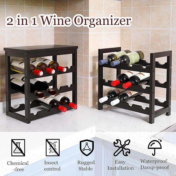 24 Bottle Wine Rack Freestanding Floor, 6 Tier Wine Display Storage Shelves - Image 3