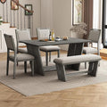 Merax 6-Piece Retro Dining Set, 1 Rectangular Table by Merax