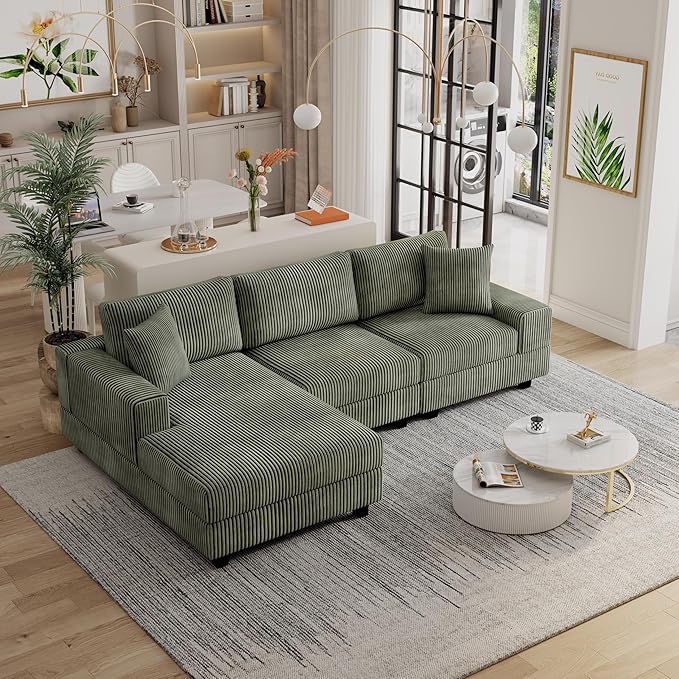 Eafurn Convertible L Shaped Modular Sectional Sofa Couch, 5 Seater Corduroy - Image 4