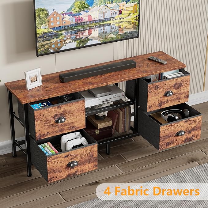 Furologee TV Stand with 4 Drawers, 43 Inch Entertainment Center with Open - Image 5
