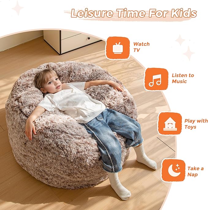 MAXYOYO Kids Bean Bag Chair, Stuffed Faux Fur Bean Bag - Image 3