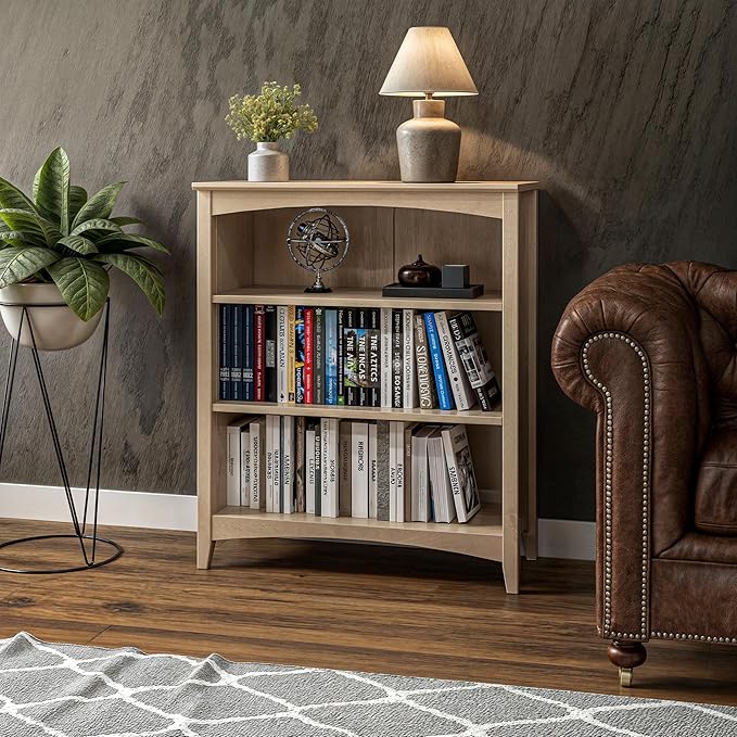 Camaflexi Shaker Style 3 Shelf Bookcase/Solid Wood / 36" High/Adjustable - Image 4