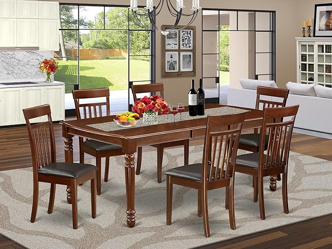 East West Furniture DOCA7-MAH-LC 7 Piece Kitchen Table & Chairs Set Consist of - Image 2
