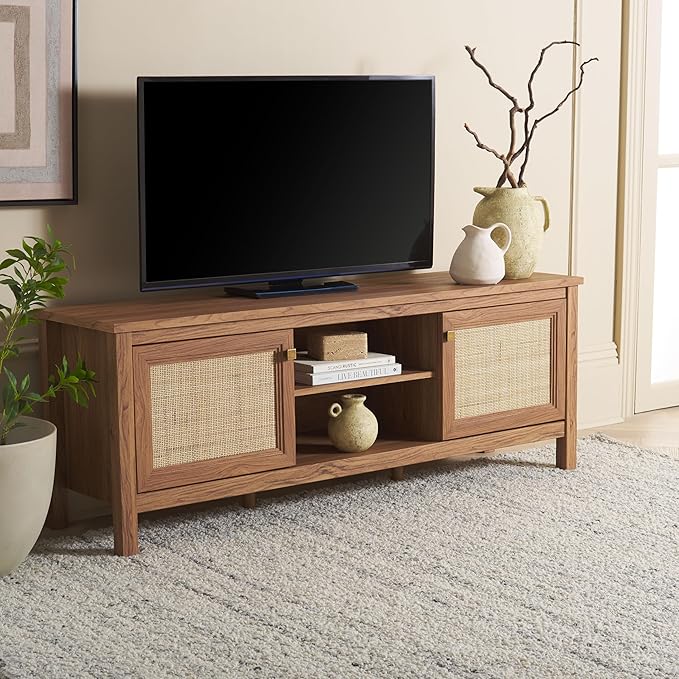 SAFAVIEH Evane TV Stand for up to 65" Flatscreen – Oak Brown & Natural by SAFAVIEH