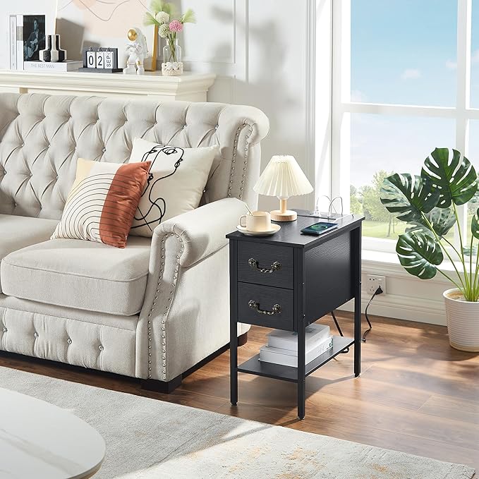 VECELO End Tables, Narrow Nightstands - Image 8