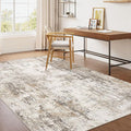 3x4 Washable Area Rug Brown Grey Neutral Abstract Entryway Kitchen Non Slip Low by WondRg