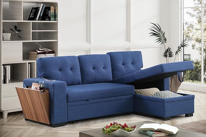 Ball & Cast L-Shape Reversible Sectional Sleeper Sofa Bed, 4 in 1 Pull Out Couch - Image 6