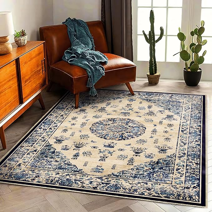 Area Rug 6'x9' Washable Vintage Traditional Floor Cover Thin Retro Kitchen - Image 2