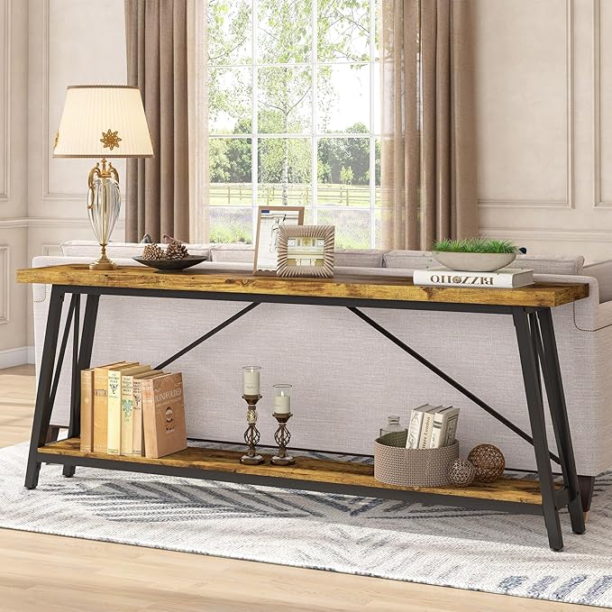Tribesigns 70.9 Inches Extra Long Sofa Table Behind Couch, Industrial Entry - Image 4
