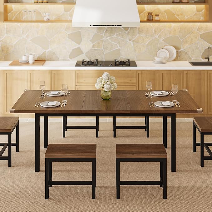 7-Piece Dining Table Set, Mid Century Modern Dinner Table - Image 3