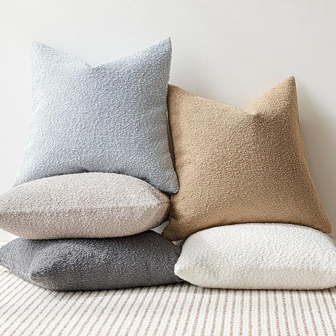 Foindtower Pack of 2 Modern Textured Boucle Throw Pillow Covers Accent Solid - Image 6