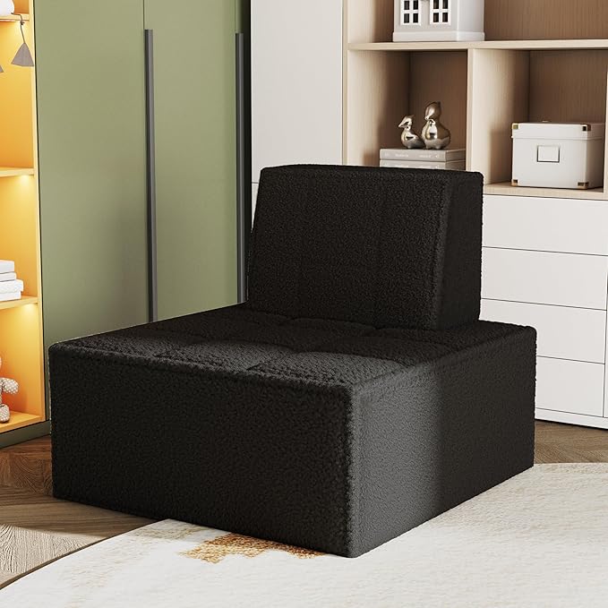 Modular Sherpa Sofa Chair, Cozy Floor Lounge Seating, No Armrests, Small Sofa - Image 6