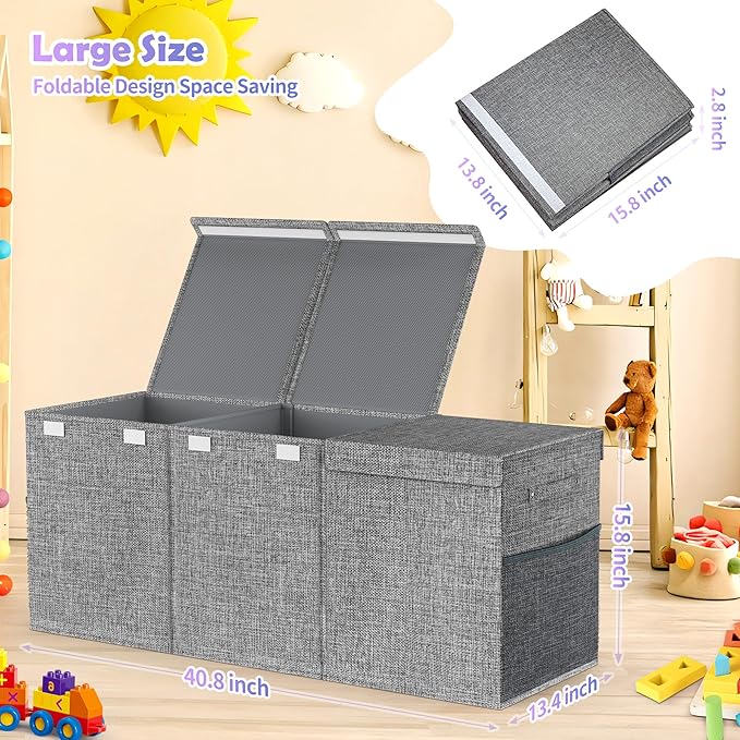 Extra Large Toy Box Chest with Lids, Collapsible Sturdy Kids Toy Storage - Image 7