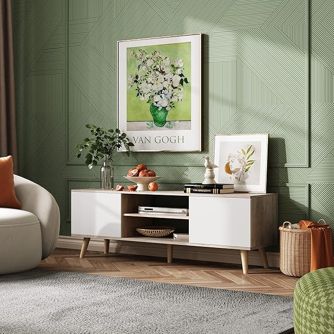 WLIVE TV Stand for 55 60 inch TV, Boho Entertainment Center - Image 4