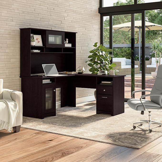 Bush Furniture Cabot L Shaped Computer Hutch, Corner Desk - Image 2