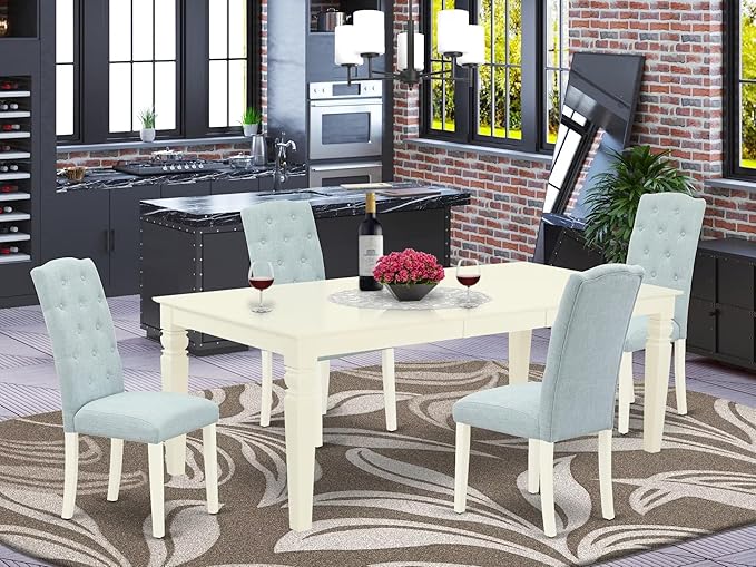 East West Furniture LGCE5-LWH-15 5 Piece Kitchen Table Set - Image 2