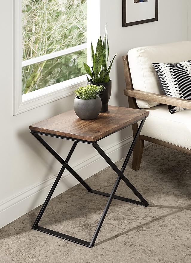 Kate and Laurel Laraway Modern Side Table, Rustic Brown and Black, Metal - Image 2