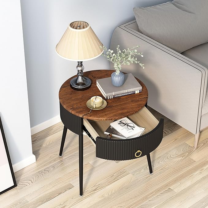 OIOG Side Tables Set of 2, Round Nightstand - Image 4