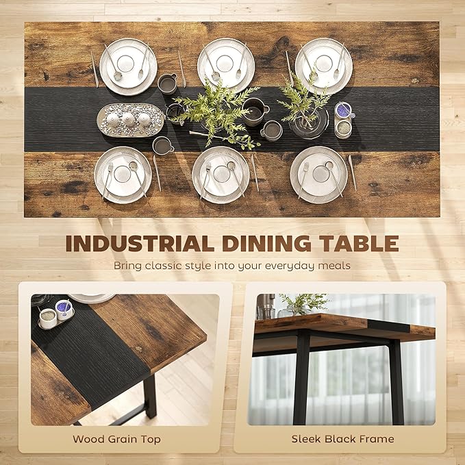 HOMCOM Industrial Dining Table for 8 People, 70.9" Long Rectangular Kitchen - Image 7