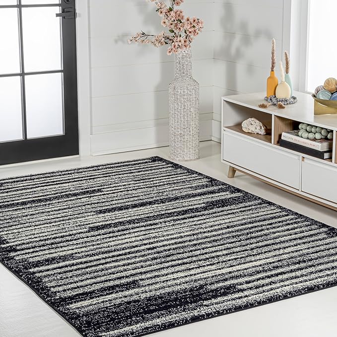 JONATHAN Y Khalil Modern Berber Stripe Black/Cream Indoor Area Rug, Contemporary - Image 5