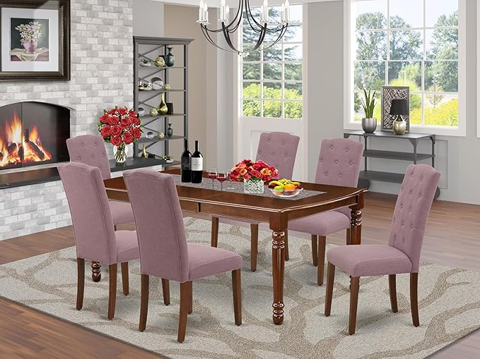 East West Furniture DOCE7-MAH-10 7 Piece Dinette Set Consist of a Rectangle - Image 2