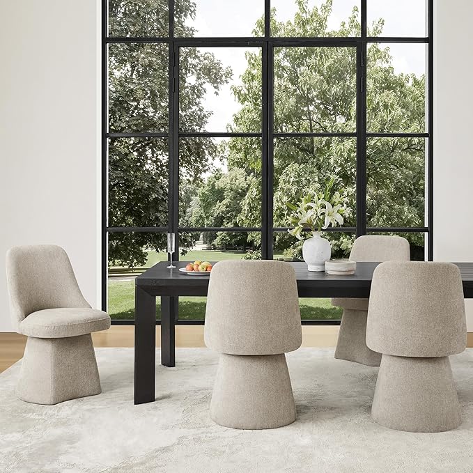 Swivel Dining Chair Mid Century Modern DeskChair High Back Upholstered Linen - Image 8