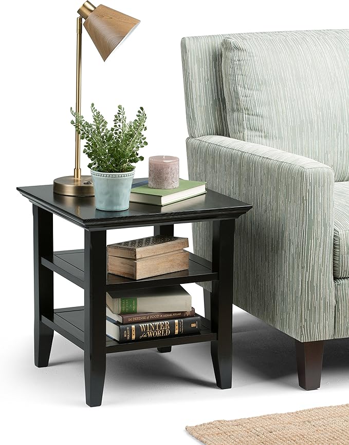 SIMPLIHOME Acadian SOLID WOOD 19 inch Wide Square Transitional End Table in - Image 3