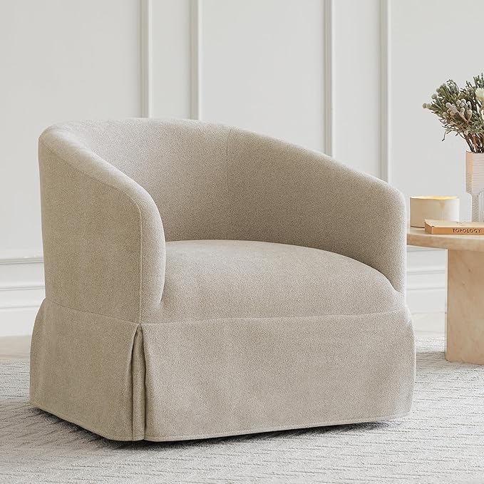 Swivel Accent Chair, 360 Degree Performance Fabric Armchair Modern Barrel by Kislot