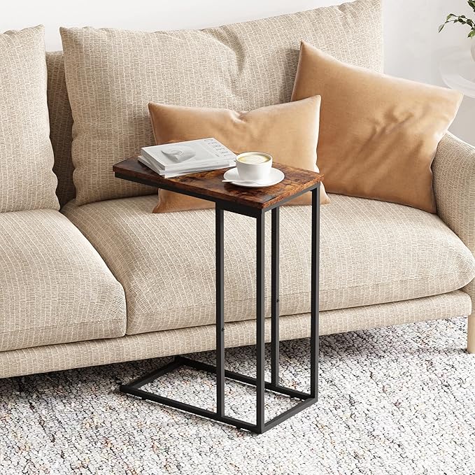 Yusong Small C Shaped End Table, Slim Couch Side Tables Slide Under Sofa Bed - Image 8