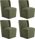 Upholstered Dining Chair with Casters Wingback Modern Side Armless Deskchair by Kislot