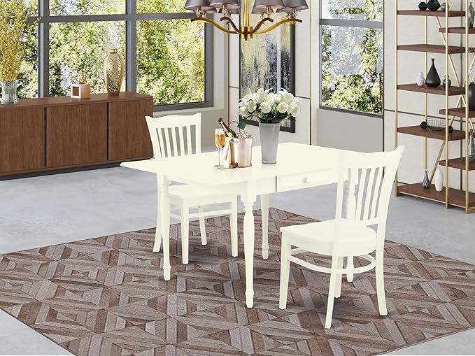 East West Furniture MZGR3-LWH-W 3 Piece Kitchen Table & Chairs Set Contains a - Image 2