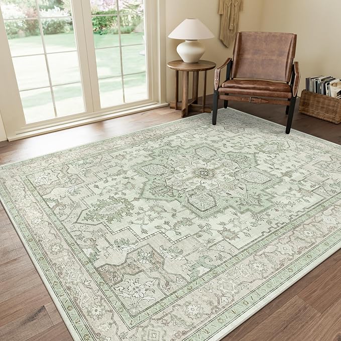 GENIMO 9x12 Runner Rugs for Hallway, Machine Washable Non Slip Vintage Rugs by GENIMO