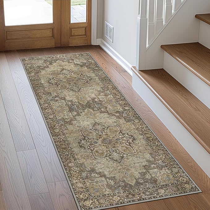 GENIMO 3x8 Runner Rugs for Hallway, Machine Washable Non Slip Vintage Rugs by GENIMO