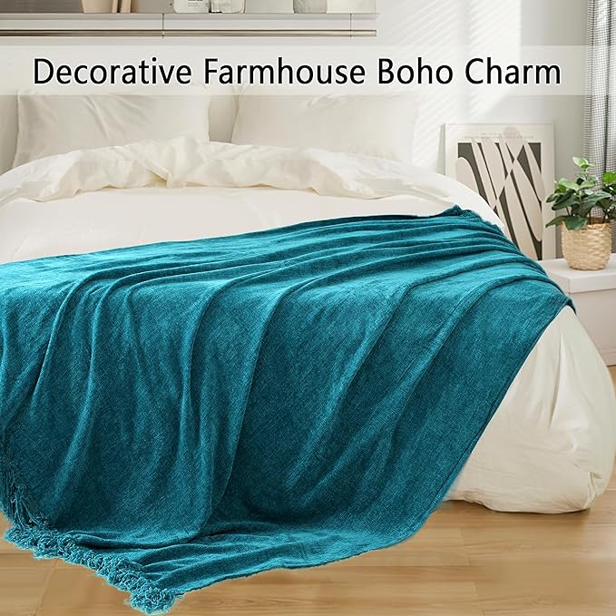 Chenille Throw Blanket for Couch 60"X 80" Twin, Soft Cozy Throws - Image 5