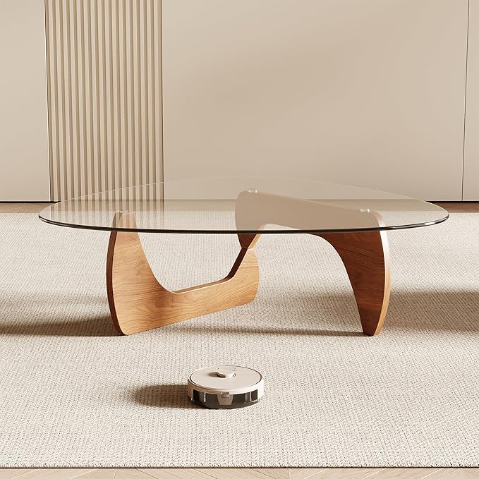 Honyee Morden Coffee Table, 42.5" x 28.5" x 16.1" Triangle Tempered Glass Top - Image 5