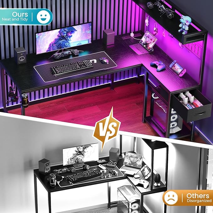 PRAISUN L Shaped Gaming Desk - Image 6