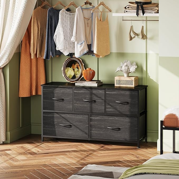 WLIVE Dresser for Bedroom with 5 Drawers, Wide Chest of Drawers, Fabric Dresser - Image 7