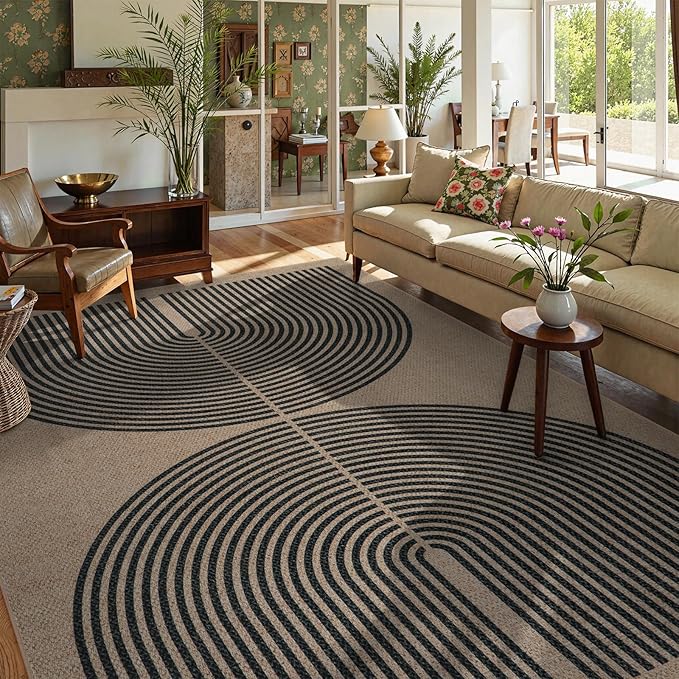 Lahome Modern Rainbow Easy Jute 9x12 Rug, Large Outdoor Patio Rug Farmhouse by Lahome