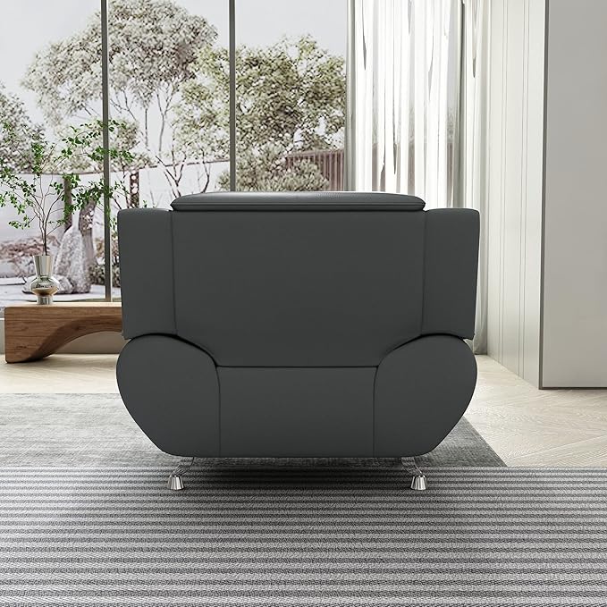 Container Furniture Direct Michael Modern Faux Leather Upholstered Stainless - Image 15